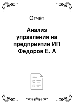Отчёт: Анализ управления на предприятии ИП Федоров Е. А
