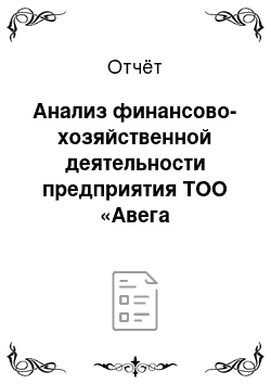 Отчёт: Анализ финансово-хозяйственной деятельности предприятия ТОО «Авега Казахстан»