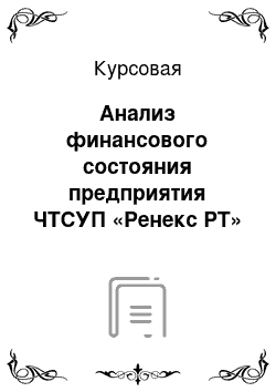 Курсовая: Анализ финансового состояния предприятия ЧТСУП «Ренекс РТ»