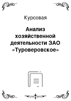 Курсовая: Анализ хозяйственной деятельности ЗАО «Туроверовское»