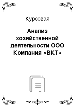 Курсовая: Анализ хозяйственной деятельности ООО Компания «ВКТ»