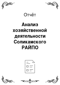 Отчёт: Анализ хозяйственной деятельности Соликамского РАЙПО