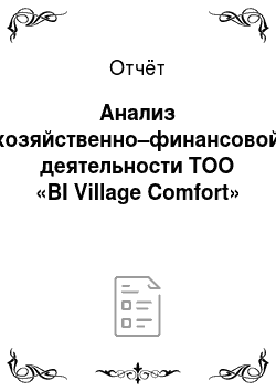 Отчёт: Анализ хозяйственно–финансовой деятельности ТОО «BI Village Comfort»