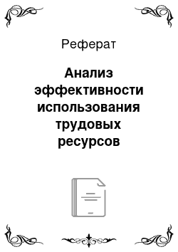 Реферат: Анализ эффективности использования трудовых ресурсов