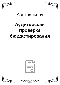 Контрольная: Аудиторская проверка бюджетирования