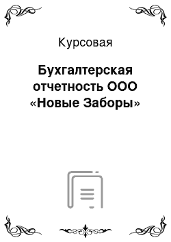 Курсовая: Бухгалтерская отчетность ООО «Новые Заборы»