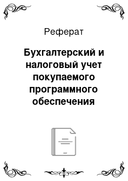 Реферат: Бухгалтерский и налоговый учет покупаемого программного обеспечения