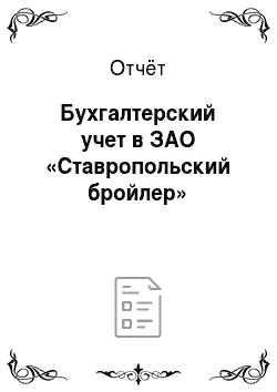 Отчёт: Бухгалтерский учет в ЗАО «Ставропольский бройлер»