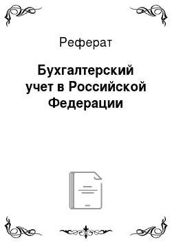 Реферат: Бухгалтерский учет в Российской Федерации
