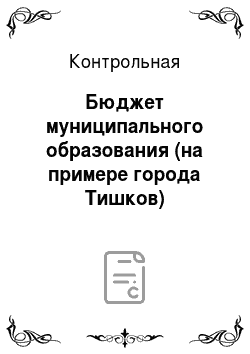 Контрольная: Бюджет муниципального образования (на примере города Тишков)