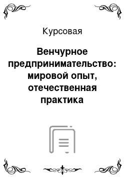 Курсовая: Венчурное предпринимательство: мировой опыт, отечественная практика