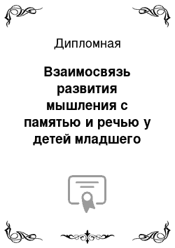 Дипломная: Взаимосвязь развития мышления с памятью и речью у детей младшего школьного возраста