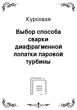 Курсовая: Выбор способа сварки диафрагменной лопатки паровой турбины