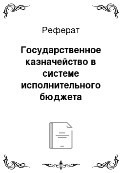 Реферат: Государственное казначейство в системе исполнительного бюджета