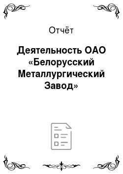 Отчёт: Деятельность ОАО «Белорусский Металлургический Завод»