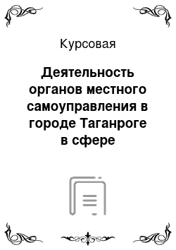 Курсовая: Деятельность органов местного самоуправления в городе Таганроге в сфере общественной безопасности