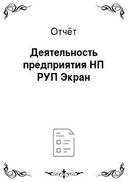 Отчёт: Деятельность предприятия НП РУП Экран