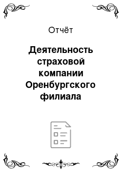Отчёт: Деятельность страховой компании Оренбургского филиала страховой группы «Уралсиб»