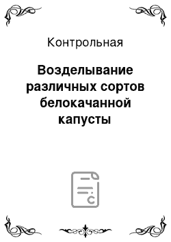 Контрольная: Возделывание различных сортов белокачанной капусты