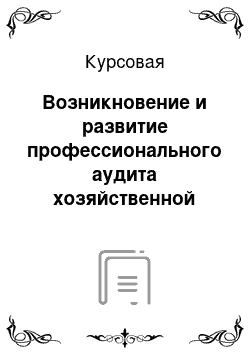 Курсовая: Возникновение и развитие профессионального аудита хозяйственной деятельности