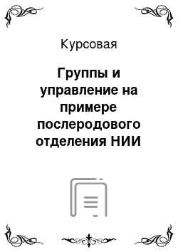 Курсовая: Группы и управление на примере послеродового отделения НИИ Акушерства и Гинекологии им. Д. О. Отто