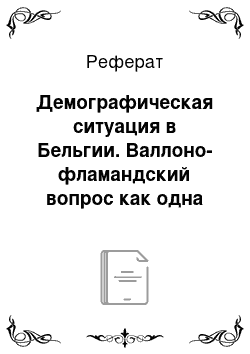 Реферат: Демографическая ситуация в Бельгии. Валлоно-фламандский вопрос как одна из важнейших проблем современной Бельгии