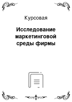 Курсовая: Исследование маркетинговой среды фирмы