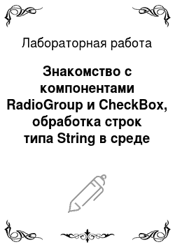 Лабораторная работа: Знакомство с компонентами RadioGroup и CheckBox, обработка строк типа String в среде Delphi