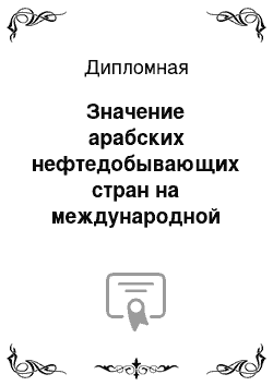 Дипломная: Значение арабских нефтедобывающих стран на международной арене и их вклад в урегулировании арабо-израильского конфликта