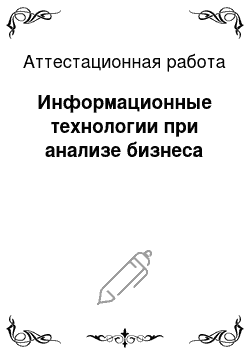 Аттестационная работа: Информационные технологии при анализе бизнеса