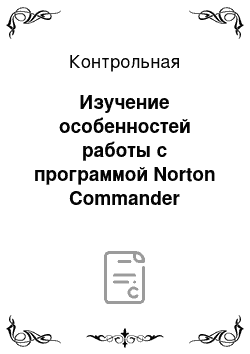 Контрольная: Изучение особенностей работы с программой Norton Commander