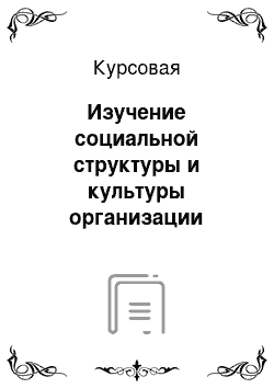 Курсовая: Изучение социальной структуры и культуры организации