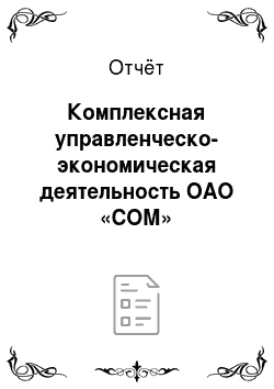 Отчёт: Комплексная управленческо-экономическая деятельность ОАО «СОМ»