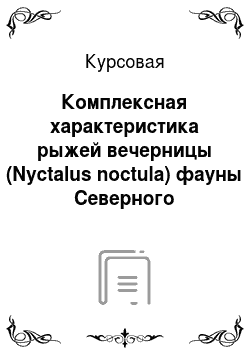 Курсовая: Комплексная характеристика рыжей вечерницы (Nyctalus noctula) фауны Северного Кавказа