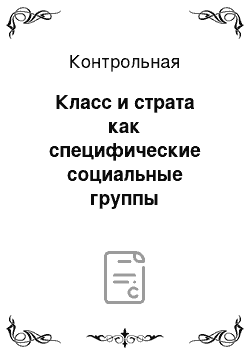 Контрольная: Класс и страта как специфические социальные группы