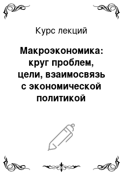 Курс лекций: Макроэкономика: круг проблем, цели, взаимосвязь с экономической политикой