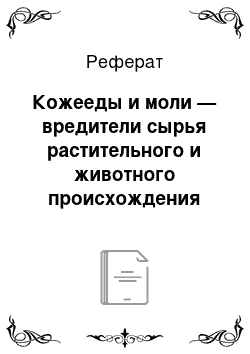 Реферат: Кожееды и моли — вредители сырья растительного и животного происхождения