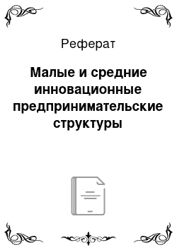 Реферат: Малые и средние инновационные предпринимательские структуры