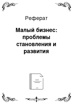 Реферат: Малый бизнес: проблемы становления и развития