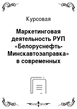 Курсовая: Маркетинговая деятельность РУП «Белоруснефть-Минскавтозаправка» в современных условиях