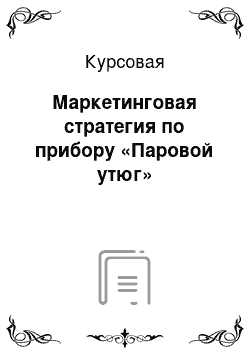 Курсовая: Маркетинговая стратегия по прибору «Паровой утюг»