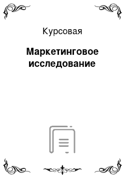 Курсовая: Маркетинговое исследование