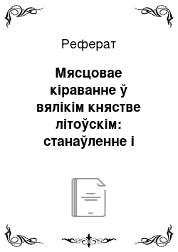 Реферат: Мясцовае кіраванне ў вялікім княстве літоўскім: станаўленне і развіццё