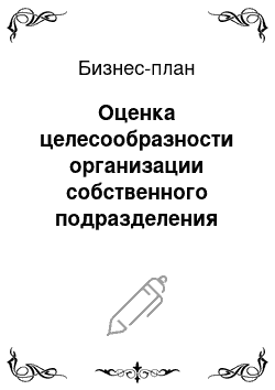 Бизнес-план: Оценка целесообразности организации собственного подразделения «Мастер окон»