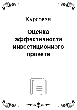 Курсовая: Оценка эффективности инвестиционного проекта