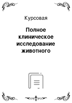 Курсовая: Полное клиническое исследование животного